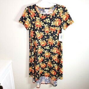 LulaRoe Carly Floral Hi-Lo Short Sleeve Tee Dress